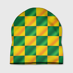 Шапка Желтый и зеленый геометрический паттерн, цвет: 3D-принт
