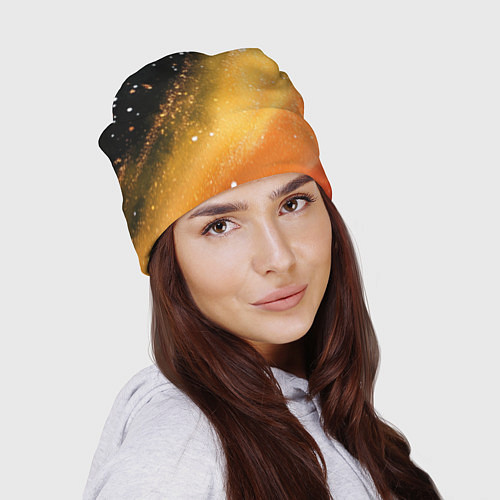 Шапка Черно-оранжевая блестящая текстура / 3D-принт – фото 2