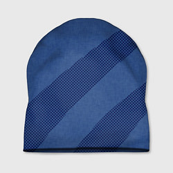 Шапка Синий текстурный с полосой, цвет: 3D-принт