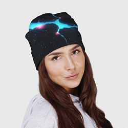 Шапка Голубой разлом в черной текстуре, цвет: 3D-принт — фото 2