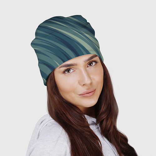 Шапка Зеленовато-синий полосы / 3D-принт – фото 2