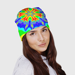 Шапка Неоновая психоделика узор, цвет: 3D-принт — фото 2