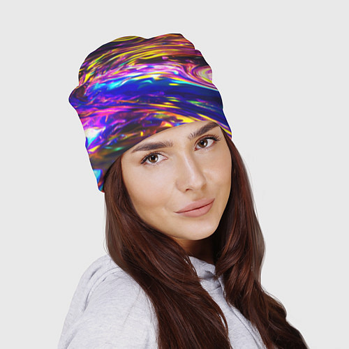 Шапка Неоновые полосы текстура / 3D-принт – фото 2