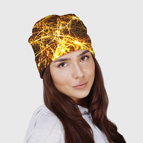 Шапка Текстура золотые нити / 3D-принт – фото 2