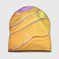 Шапка Фиолетово-золотая текстура с блестяшками, цвет: 3D-принт