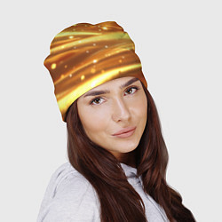 Шапка Золотая ткань с блестками, цвет: 3D-принт — фото 2