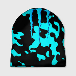 Шапка Monster energy камуфляж голубой, цвет: 3D-принт