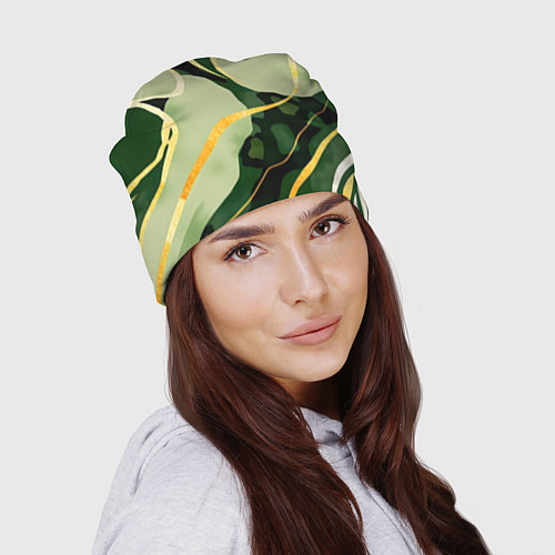 Шапка Зеленый природный паттерн / 3D-принт – фото 2