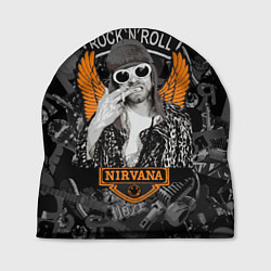 Шапка Nirvana Курт Кобейн на фоне гитар, цвет: 3D-принт