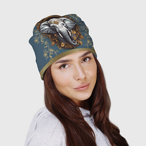 Шапка Слон лотос и золотая мандала / 3D-принт – фото 2
