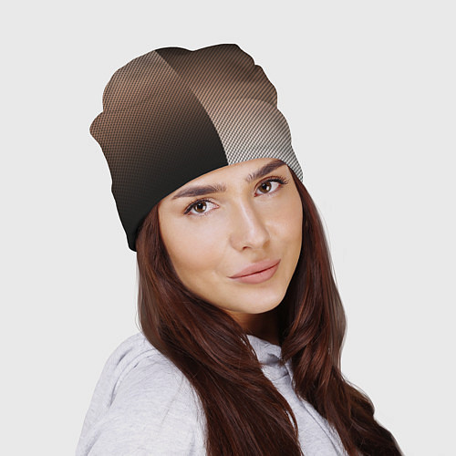 Шапка Чёрно-коричневый текстурный градиент пополам / 3D-принт – фото 2