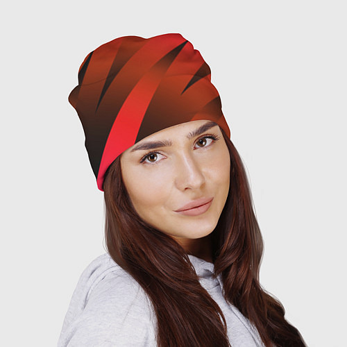 Шапка Красно-коричневый абстрактные полосы / 3D-принт – фото 2
