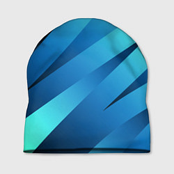 Шапка Сине-голубой абстрактные полосы, цвет: 3D-принт