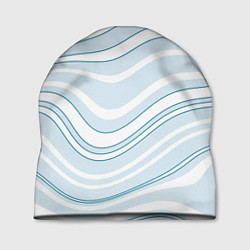 Шапка Светлый бело-голубой волнистые полосы, цвет: 3D-принт
