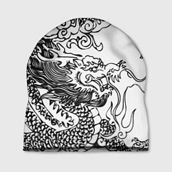 Шапка Татуировка дракона на белом, цвет: 3D-принт