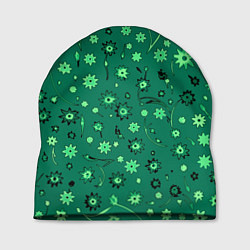 Шапка Паттерн абстрактные маленькие цветы зелёный, цвет: 3D-принт