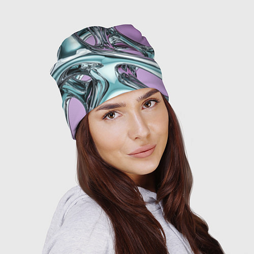 Шапка Металлическая абстракция на фиолетовом фоне / 3D-принт – фото 2