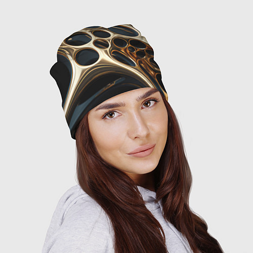 Шапка Черно-золотая абстракция / 3D-принт – фото 2