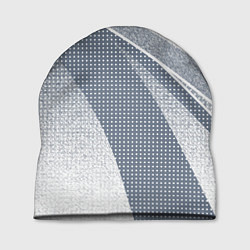 Шапка Светлый серо-голубой текстурированный с полосой, цвет: 3D-принт