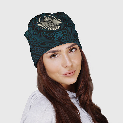 Шапка Мистические вороны воины - орнамент татуировка / 3D-принт – фото 2