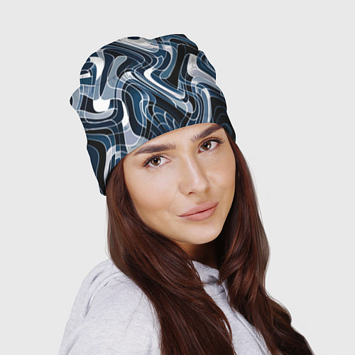 Шапка Тёмно-синий искажённая абстракция / 3D-принт – фото 2