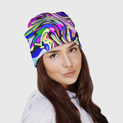 Шапка Абстракция пластика синий, цвет: 3D-принт — фото 2