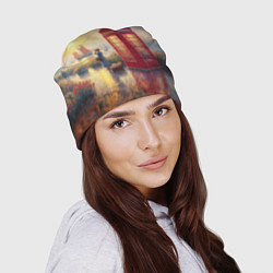 Шапка Женщина у телефонной будки на набережной, цвет: 3D-принт — фото 2