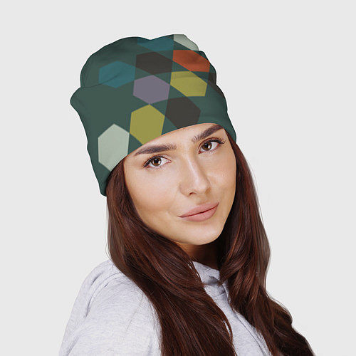 Шапка Кластер зеленая ночь / 3D-принт – фото 2