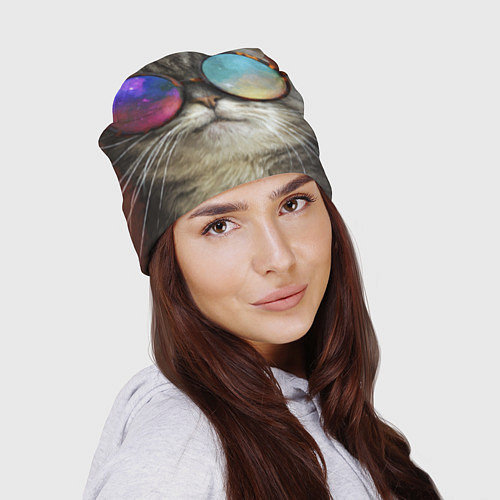 Шапка A Cat with multicolored glasses / 3D-принт – фото 2