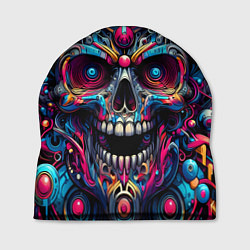Шапка Colorful cyber skull - pattern, цвет: 3D-принт