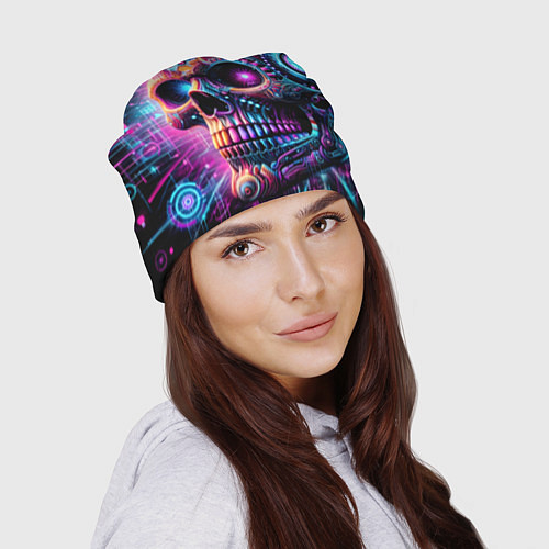 Шапка Neon cyber skull / 3D-принт – фото 2