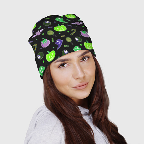Шапка Halloween black pumpkin pattern / 3D-принт – фото 2