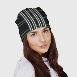 Шапка Neon yellow blue white, цвет: 3D-принт — фото 2