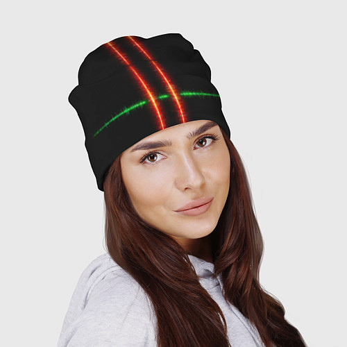 Шапка Color black green red lines / 3D-принт – фото 2