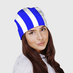 Шапка Color white blue line, цвет: 3D-принт — фото 2