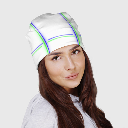 Шапка Neon white green light blue / 3D-принт – фото 2