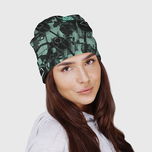Шапка Номер 456 на фоне масок игры в кальмара / 3D-принт – фото 2