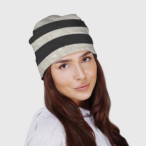 Шапка Текстурные черно-белые полосы / 3D-принт – фото 2