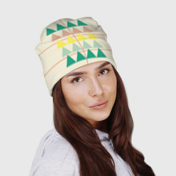 Шапка Абстрактный лес - треугольники на светлом, цвет: 3D-принт — фото 2