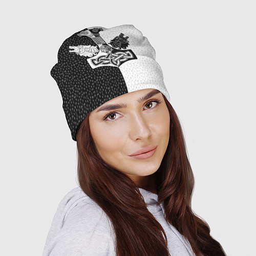 Шапка Волки воины и знак молот тора в рунах / 3D-принт – фото 2