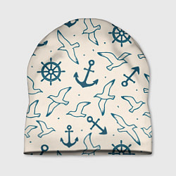 Шапка Морской паттерн из штурвалов, чаек и якорей, цвет: 3D-принт