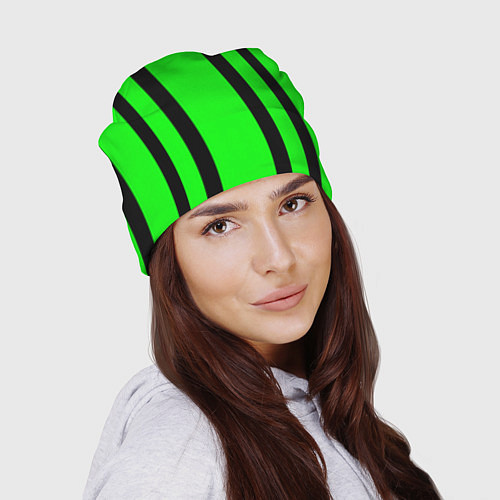 Шапка Color black and green stripes / 3D-принт – фото 2