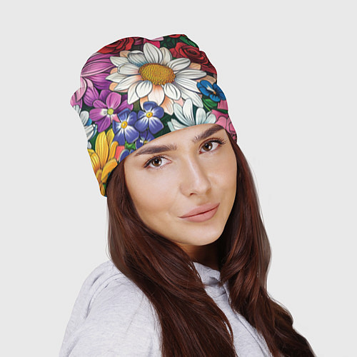 Шапка Крупные цветы / 3D-принт – фото 2