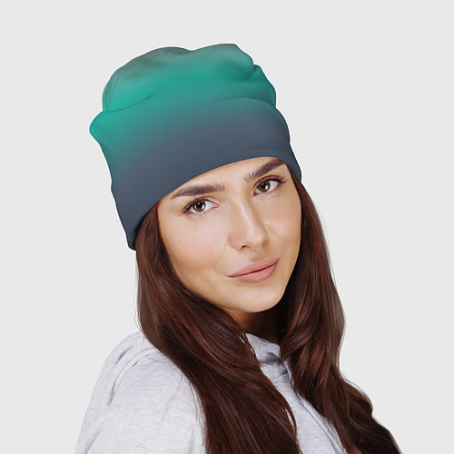 Шапка Градиент серо-зеленый / 3D-принт – фото 2