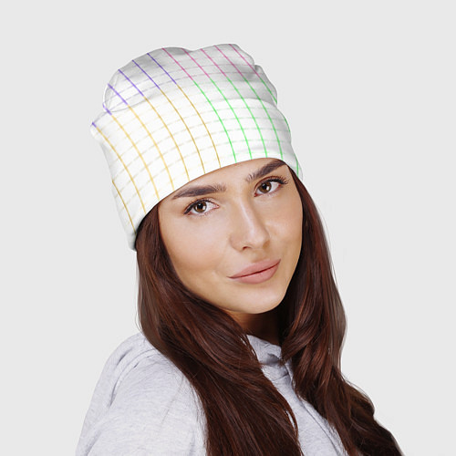 Шапка Color white multicolored stripes / 3D-принт – фото 2