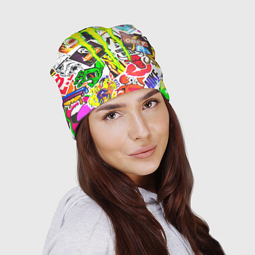 Шапка Monster energy стикеры бренды / 3D-принт – фото 2