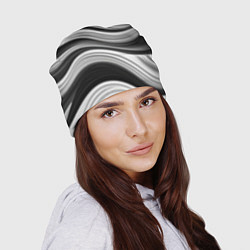 Шапка Абстракция серые и черные линии, цвет: 3D-принт — фото 2