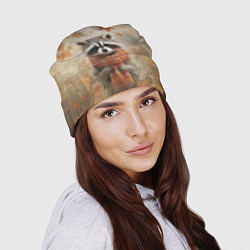 Шапка Осенней енот в шарфе, цвет: 3D-принт — фото 2