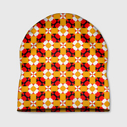 Шапка Цветочная геометрия красно-желтая, цвет: 3D-принт