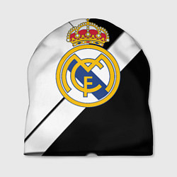 Шапка Реал Мадрид черно белые полосы, цвет: 3D-принт